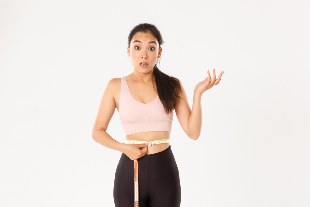 A woman is losing weight